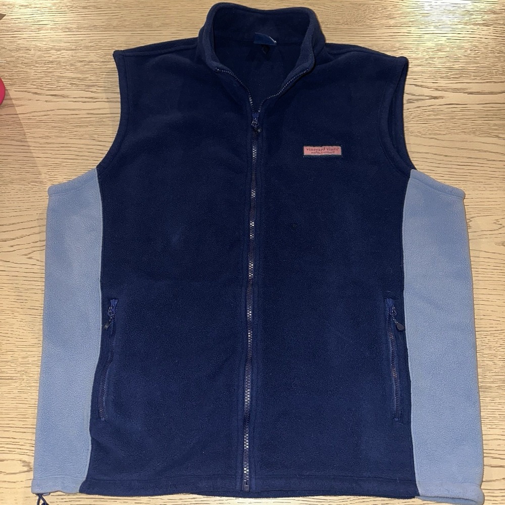Vineyard Vines Mens L Harbor Fleece Vest Blue Colorblock Preppy 1O0115